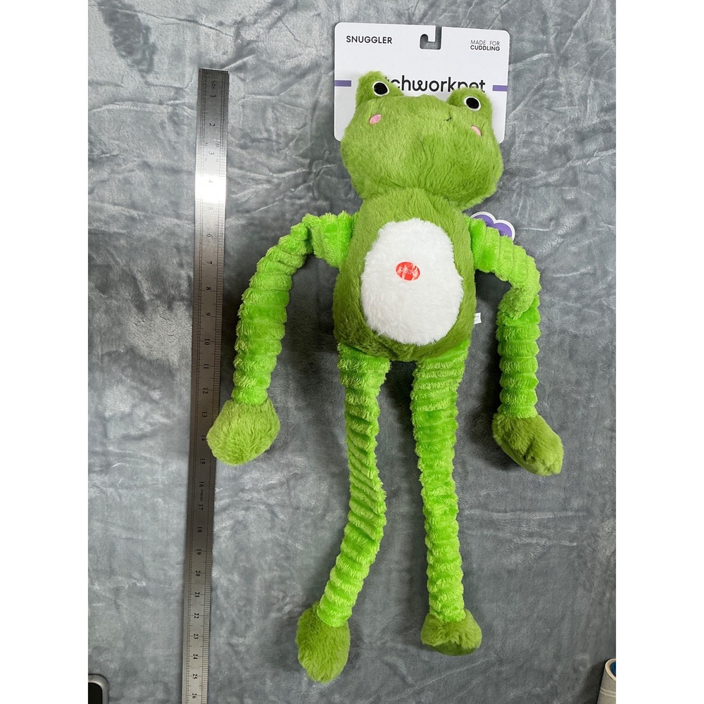 Patchwork Pet Henry Frog Snuggler 24 Inch Green Plush Squeaky Dog Toy 92329 NEW